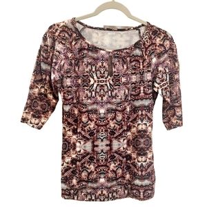 Jennifer Lopez snakeskin rayon top blouse keyhole cutout neckline x-small